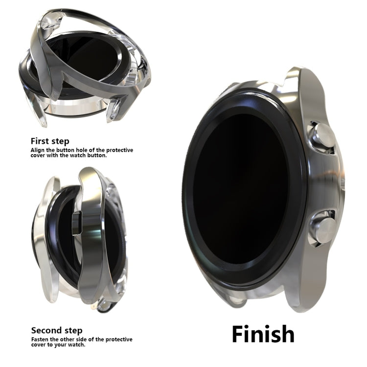For Samsung Galaxy Watch 3 45mm Electroplating Hollow Half-pack TPU Protective Case(Gray) - Watch Cases by ENKAY | Online Shopping UK | buy2fix