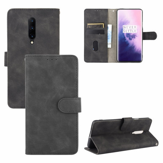 For OnePlus 7 Pro Solid Color Skin Feel Magnetic Buckle Horizontal Flip Calf Texture PU Leather Case with Holder & Card Slots & Wallet(Black) - OnePlus Cases by buy2fix | Online Shopping UK | buy2fix