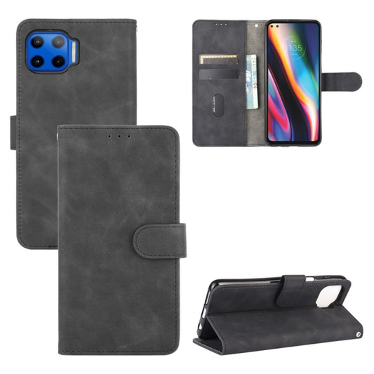 For Motorola Moto G 5G Plus Solid Color Skin Feel Magnetic Buckle Horizontal Flip Calf Texture PU Leather Case with Holder & Card Slots & Wallet(Black) - Motorola Cases by buy2fix | Online Shopping UK | buy2fix