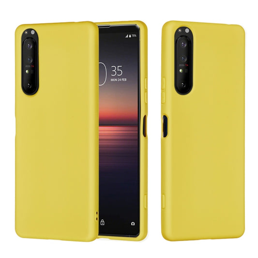 For Sony Xperia 5 Plus / Xperia 1 II Solid Color Liquid Silicone Dropproof Full Coverage Protective Case(Yellow) by buy2fix