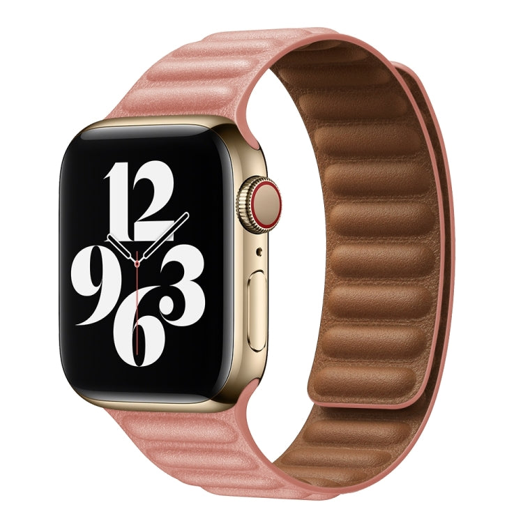 For Apple Watch Series 9&8&7 41mm / SE 3&SE 2&6&SE&5&4 40mm / 3&2&1 38mm Leather Watch Band (Rose Pink) - Watch Bands by buy2fix | Online Shopping UK | buy2fix