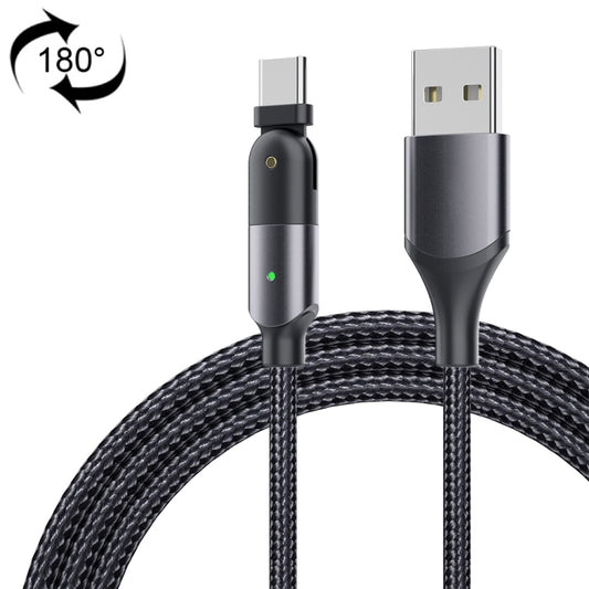 ZFXCT-WYA0G 3A USB to USB-C / Type-C 180 Degree Rotating Elbow Charging Cable, Length:2m(Grey) by buy2fix