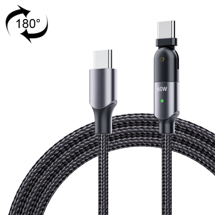 FXCTL-WY0G 60W 3A USB-C / Type-C to Type-C 180 Degree Rotating Elbow Fast Charging Cable, Length:1.2m(Grey) by buy2fix
