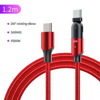 FXCTL-WY09 60W 3A USB-C / Type-C to Type-C 180 Degree Rotating Elbow Fast Charging Cable, Length:1.2m(Red) by buy2fix