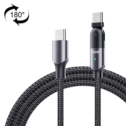 FXCTL-WY0G 100W 5A USB-C / Type-C to Type-C 180 Degree Rotating Elbow Fast Charging Cable, Length:1.2m(Grey) - USB-C & Type-C Cable by buy2fix | Online Shopping UK | buy2fix