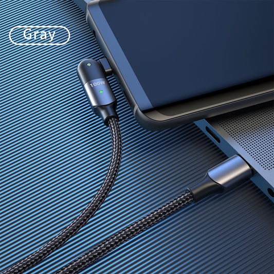 FXCTL-WY0G 100W 5A USB-C / Type-C to Type-C 180 Degree Rotating Elbow Fast Charging Cable, Length:1.2m(Grey) - USB-C & Type-C Cable by buy2fix | Online Shopping UK | buy2fix
