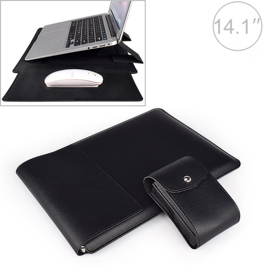 PU05 Sleeve Leather Case Carrying Bag with Small Storage Bag for 14.1 inch Laptop(Black) by buy2fix