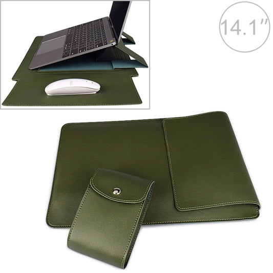 PU05 Sleeve Leather Case Carrying Bag with Small Storage Bag for 14.1 inch Laptop(Green) by buy2fix