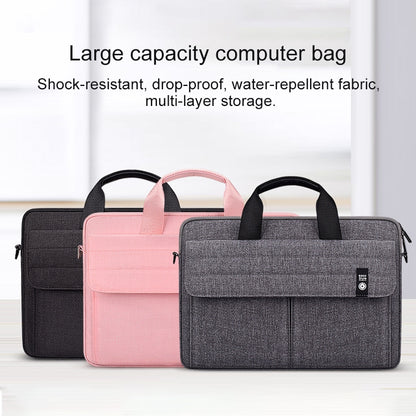 ST08 Handheld Briefcase Carrying Storage Bag with Shoulder Strap for 14.1 inch Laptop(Grey) - 14.1 inch by buy2fix | Online Shopping UK | buy2fix