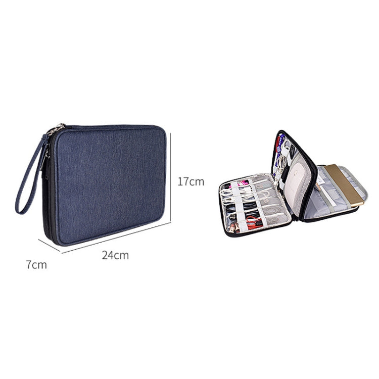 SM01 Multi-function Waterproof Double Layer Data Cable Earphone U Disk Digital Accessories Storage Bag, Size: S(Pink) by buy2fix