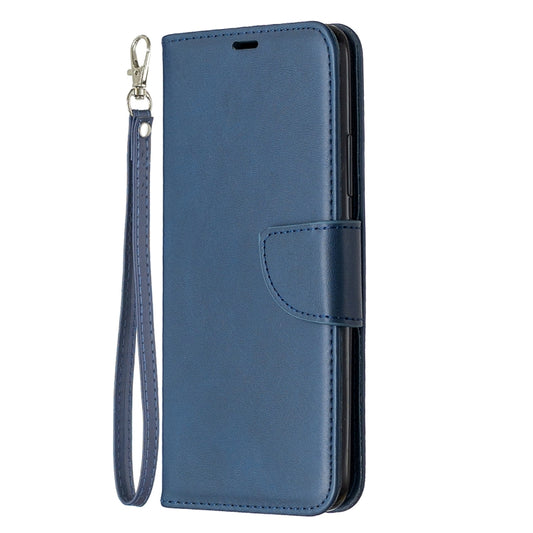 For OPPO Realme C11 Retro Lambskin Texture Pure Color Horizontal Flip PU Leather Case, with Holder & Card Slots & Wallet & Lanyard(Blue) - Realme Cases by buy2fix | Online Shopping UK | buy2fix