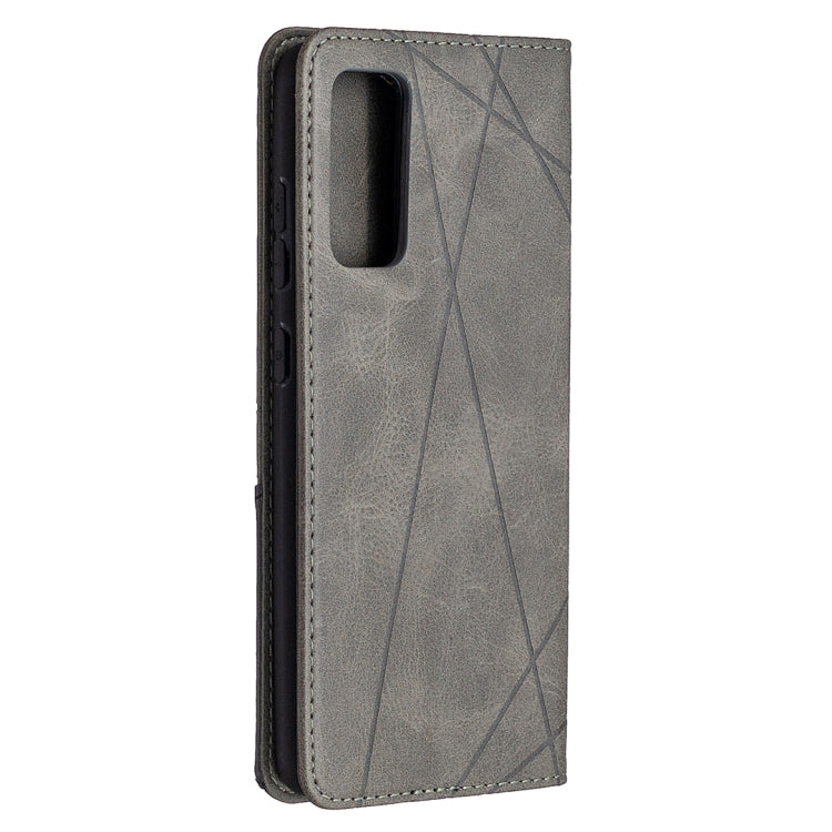 For Samsung Galaxy S20 FE 5G / S20 Lite Rhombus Texture Horizontal Flip Magnetic Leather Case with Holder & Card Slots(Grey) by buy2fix