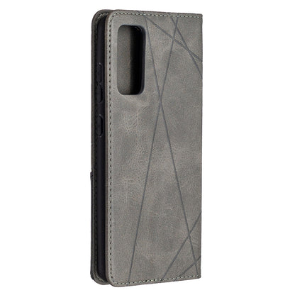 For Samsung Galaxy S20 FE 5G / S20 Lite Rhombus Texture Horizontal Flip Magnetic Leather Case with Holder & Card Slots(Grey) by buy2fix