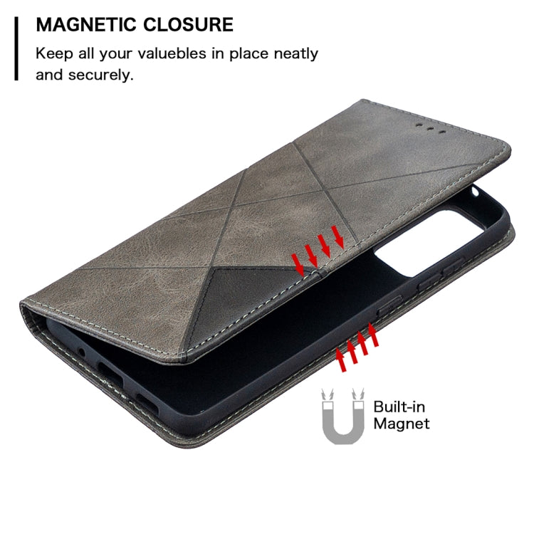 For Samsung Galaxy S20 FE 5G / S20 Lite Rhombus Texture Horizontal Flip Magnetic Leather Case with Holder & Card Slots(Grey) by buy2fix