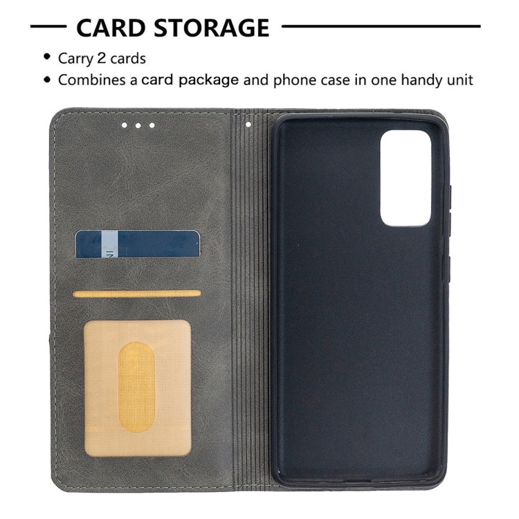 For Samsung Galaxy S20 FE 5G / S20 Lite Rhombus Texture Horizontal Flip Magnetic Leather Case with Holder & Card Slots(Grey) by buy2fix