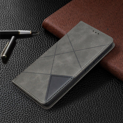 For Samsung Galaxy S20 FE 5G / S20 Lite Rhombus Texture Horizontal Flip Magnetic Leather Case with Holder & Card Slots(Grey) by buy2fix