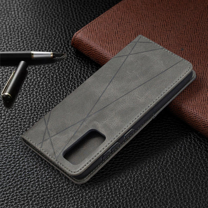 For Samsung Galaxy S20 FE 5G / S20 Lite Rhombus Texture Horizontal Flip Magnetic Leather Case with Holder & Card Slots(Grey) by buy2fix