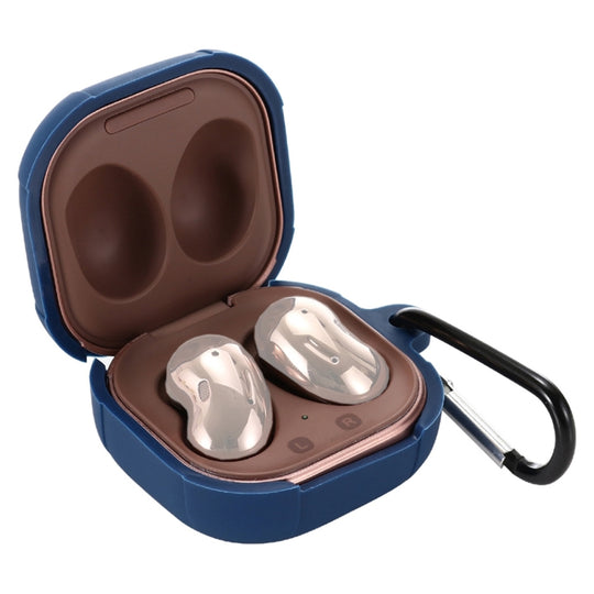 Anti-fall Silicone Earphone Protective Case with Hook For Samsung Galaxy Buds Live/ Buds2 / Buds Pro / Buds2 Pro (Dark Blue)