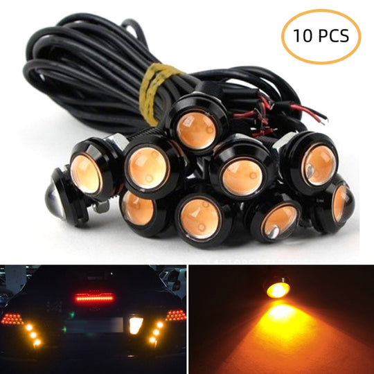 10 PCS 18mm 1.5W DC9-80V Moto Eagle Eye Light Double Lentille (lumière jaune)