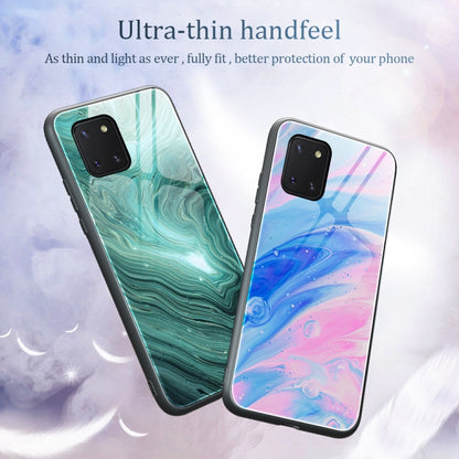 For Samsung Galaxy Note10 Lite / A81 Marble Pattern Glass Protective Case(DL02) by buy2fix