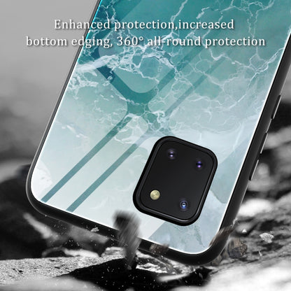 For Samsung Galaxy Note10 Lite / A81 Marble Pattern Glass Protective Case(DL02) by buy2fix