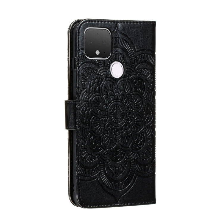 For Google Pixel 5 XL / Pixel 4a 5G Mandala Embossed Leather Phone Case (Black) - Google Cases by buy2fix | Online Shopping UK | buy2fix