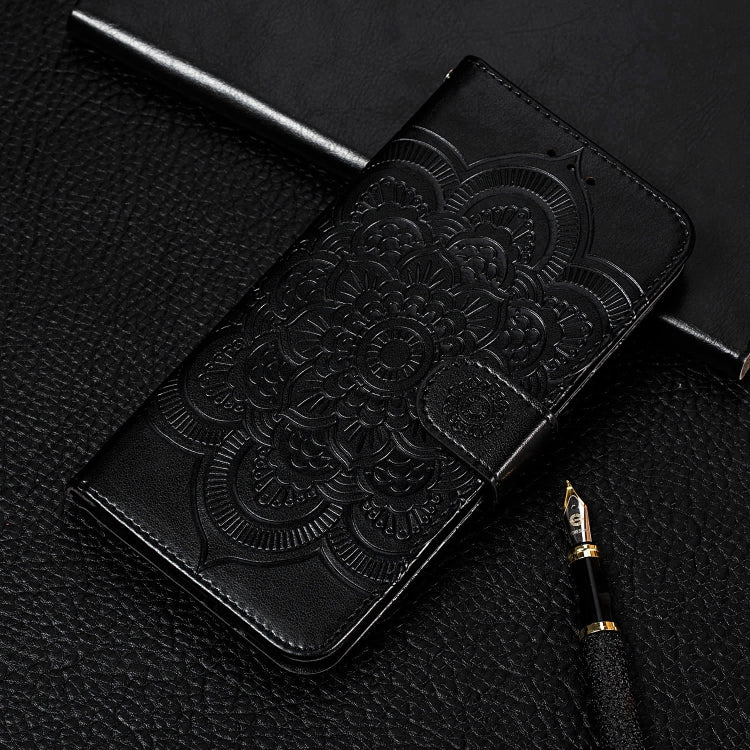 For Google Pixel 5 XL / Pixel 4a 5G Mandala Embossed Leather Phone Case (Black) - Google Cases by buy2fix | Online Shopping UK | buy2fix