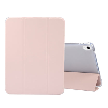 For iPad Air 2022 / 2020 10.9 3-folding Electric Pressed Skin Texture Smart Leather Tablet Case (Light Pink) - iPad Air (2022) / (2020) 10.9 Cases by buy2fix | Online Shopping UK | buy2fix