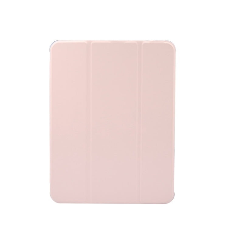 For iPad Air 2022 / 2020 10.9 3-folding Electric Pressed Skin Texture Smart Leather Tablet Case (Light Pink) - iPad Air (2022) / (2020) 10.9 Cases by buy2fix | Online Shopping UK | buy2fix