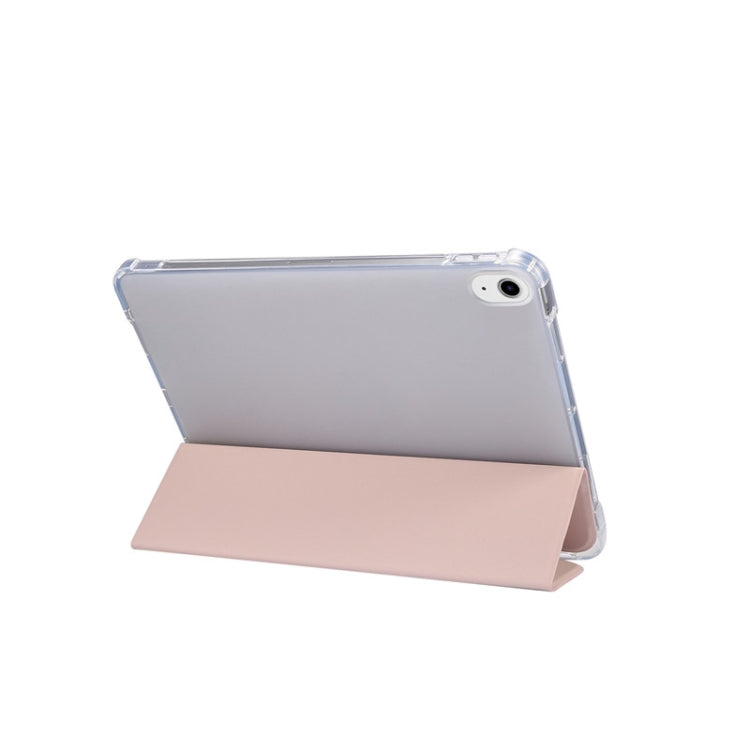 For iPad Air 2022 / 2020 10.9 3-folding Electric Pressed Skin Texture Smart Leather Tablet Case (Light Pink) - iPad Air (2022) / (2020) 10.9 Cases by buy2fix | Online Shopping UK | buy2fix