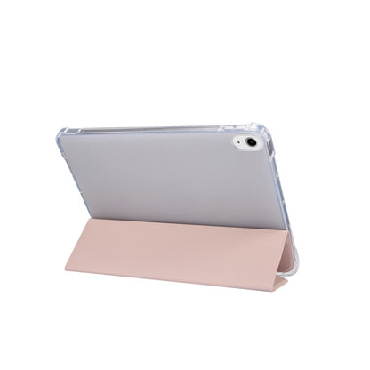For iPad Air 2022 / 2020 10.9 3-folding Electric Pressed Skin Texture Smart Leather Tablet Case (Light Pink) - iPad Air (2022) / (2020) 10.9 Cases by buy2fix | Online Shopping UK | buy2fix