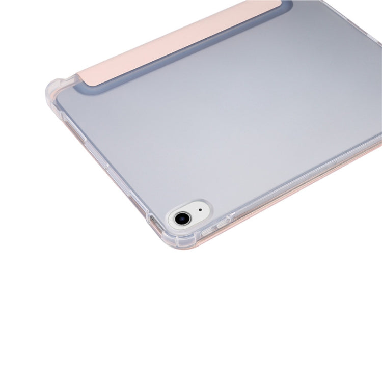 For iPad Air 2022 / 2020 10.9 3-folding Electric Pressed Skin Texture Smart Leather Tablet Case (Light Pink) - iPad Air (2022) / (2020) 10.9 Cases by buy2fix | Online Shopping UK | buy2fix