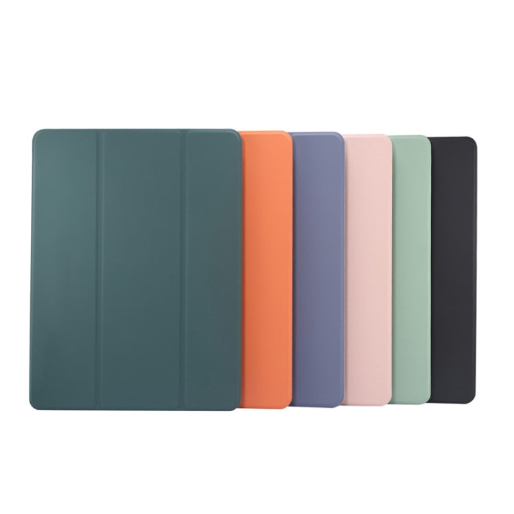 For iPad Air 2022 / 2020 10.9 3-folding Electric Pressed Skin Texture Smart Leather Tablet Case (Light Pink) - iPad Air (2022) / (2020) 10.9 Cases by buy2fix | Online Shopping UK | buy2fix
