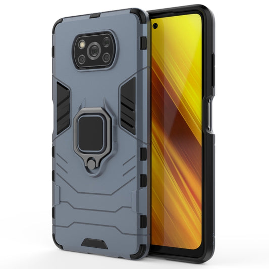 For Xiaomi Poco X3 NFC PC + TPU Shockproof Protective Case with Magnetic Ring Holder(Navy Blue) - Xiaomi Cases by buy2fix | Online Shopping UK | buy2fix
