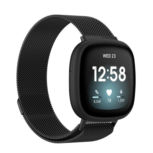 For Fitbit Versa 3 / Fitbit Sense Magnetic Milano Watch Band, Size:Large Size(Black) - Watch Bands by buy2fix | Online Shopping UK | buy2fix
