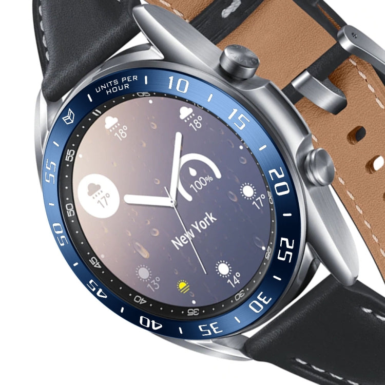 For Samsung Galaxy Watch 3 41mm Smart Watch Steel Bezel Ring, A Version(Blue Ring White Letter) - Watch Cases by ENKAY | Online Shopping UK | buy2fix