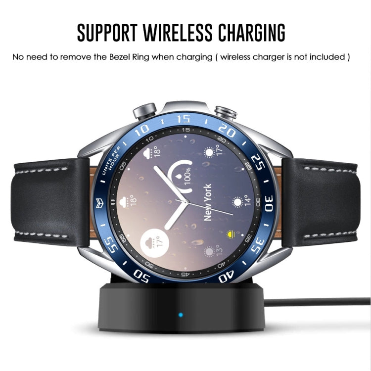 For Samsung Galaxy Watch 3 41mm Smart Watch Steel Bezel Ring, A Version(Blue Ring White Letter) - Watch Cases by ENKAY | Online Shopping UK | buy2fix