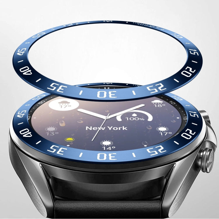 For Samsung Galaxy Watch 3 41mm Smart Watch Steel Bezel Ring, A Version(Blue Ring White Letter) - Watch Cases by ENKAY | Online Shopping UK | buy2fix