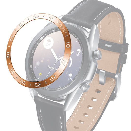 For Samsung Galaxy Watch 3 41mm Smart Watch Steel Bezel Ring, A Version(Rose Gold Ring White Letter) - Watch Cases by ENKAY | Online Shopping UK | buy2fix