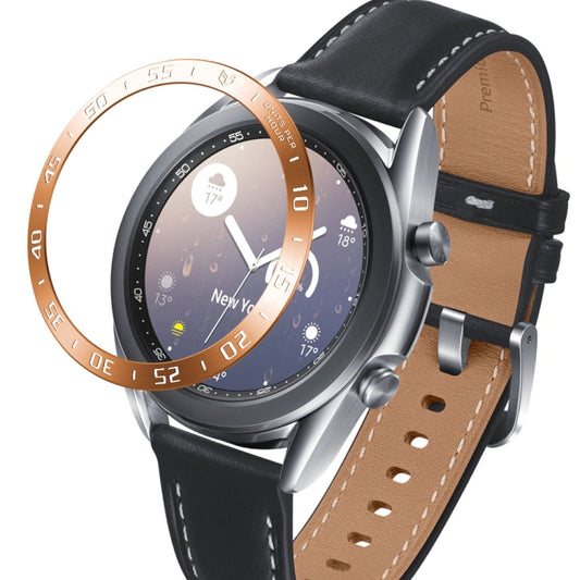 For Samsung Galaxy Watch 3 41mm Smart Watch Steel Bezel Ring, A Version(Rose Gold Ring White Letter) - Watch Cases by ENKAY | Online Shopping UK | buy2fix