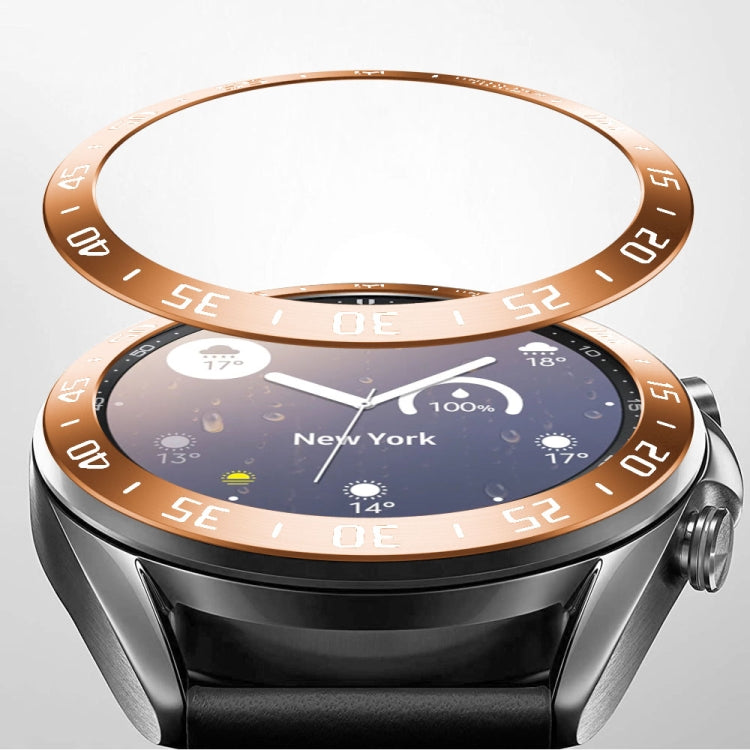For Samsung Galaxy Watch 3 41mm Smart Watch Steel Bezel Ring, A Version(Rose Gold Ring White Letter) - Watch Cases by ENKAY | Online Shopping UK | buy2fix
