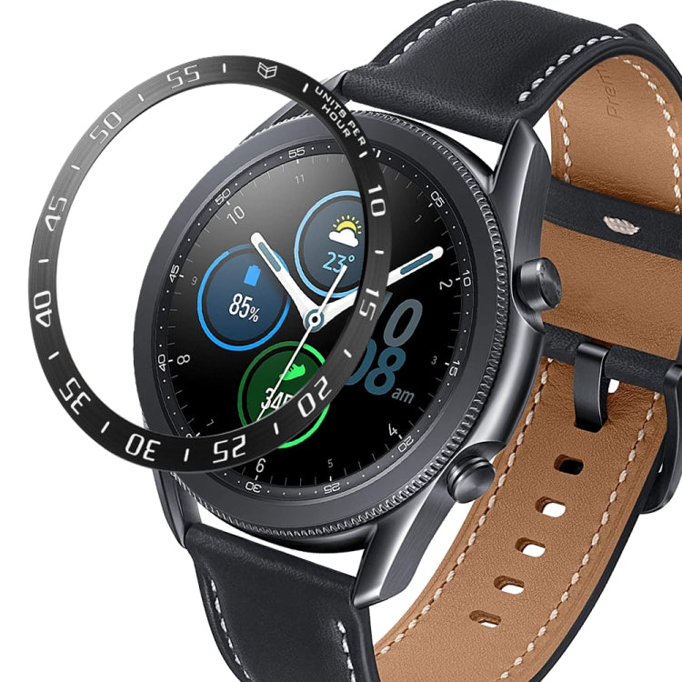 For Samsung Galaxy Watch 3 45mm Smart Watch Steel Bezel Ring, A Version(Black Ring White Letter) - Watch Cases by ENKAY | Online Shopping UK | buy2fix