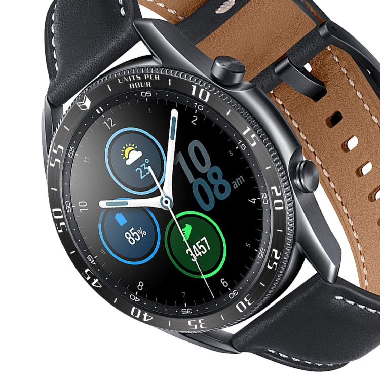 For Samsung Galaxy Watch 3 45mm Smart Watch Steel Bezel Ring, A Version(Black Ring White Letter) - Watch Cases by ENKAY | Online Shopping UK | buy2fix