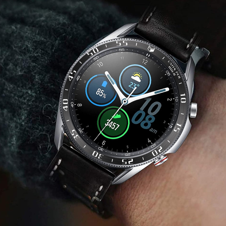 For Samsung Galaxy Watch 3 45mm Smart Watch Steel Bezel Ring, A Version(Black Ring White Letter) - Watch Cases by ENKAY | Online Shopping UK | buy2fix
