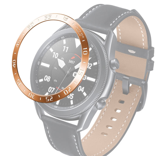 For Samsung Galaxy Watch 3 45mm Smart Watch Steel Bezel Ring, A Version(Rose Gold Ring White Letter) - Watch Cases by ENKAY | Online Shopping UK | buy2fix