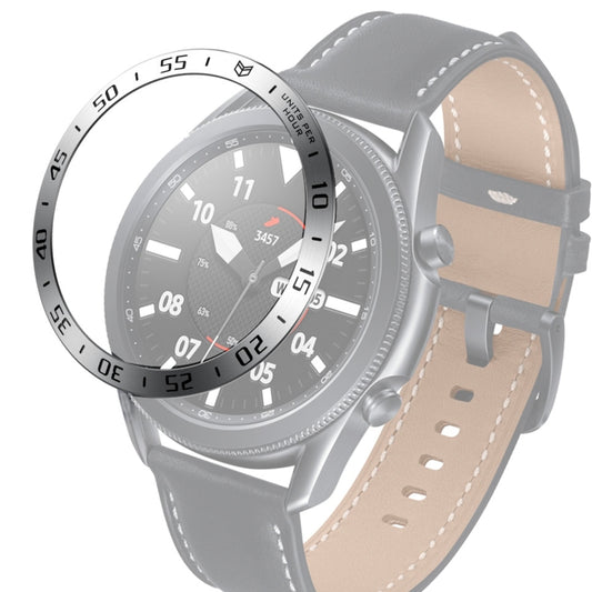 For Samsung Galaxy Watch 3 45mm Smart Watch Steel Bezel Ring, A Version(Silver Ring Black Letter) - Watch Cases by ENKAY | Online Shopping UK | buy2fix