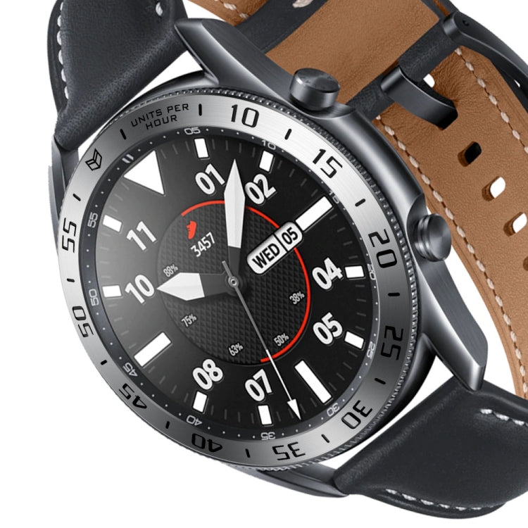 For Samsung Galaxy Watch 3 45mm Smart Watch Steel Bezel Ring, A Version(Silver Ring Black Letter) - Watch Cases by ENKAY | Online Shopping UK | buy2fix