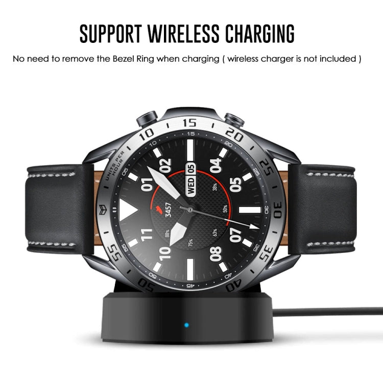For Samsung Galaxy Watch 3 45mm Smart Watch Steel Bezel Ring, A Version(Silver Ring Black Letter) - Watch Cases by ENKAY | Online Shopping UK | buy2fix
