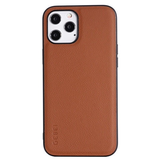 For iPhone 12 Pro Max GEBEI Full-coverage Shockproof Leather Protective Case(Brown)