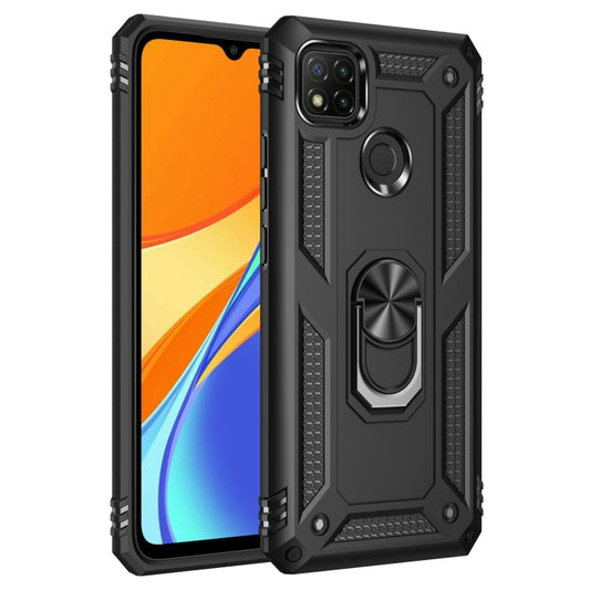 For Xiaomi Redmi 9C Shockproof TPU + PC Protective Case with 360 Degree Rotating Holder(Black) by buy2fix